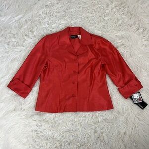 MHM Melissa Harper Vintage 90s Red Button Front Satin Blazer Jacket NWT Size 12